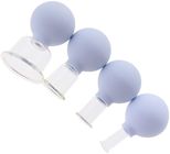 Las tazas de ahuecamiento faciales de cristal chinas azules claras de Hijama Ventouse Cuping del sistema del masaje de la terapia 4pcs limpian las latas con la aspiradora