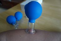acupuntura meridiana de ahuecamiento de la succión de la cabeza del PVC de las tazas del vacío azul 4Pcs/Set del cuerpo de la familia de cristal del masaje