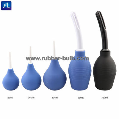 Ducha anal limpia negra del equipo 7.6oz del bulbo del enema del silicón para las mujeres de los hombres con la boca reemplazable Hose+4 del 19.7in (negro)